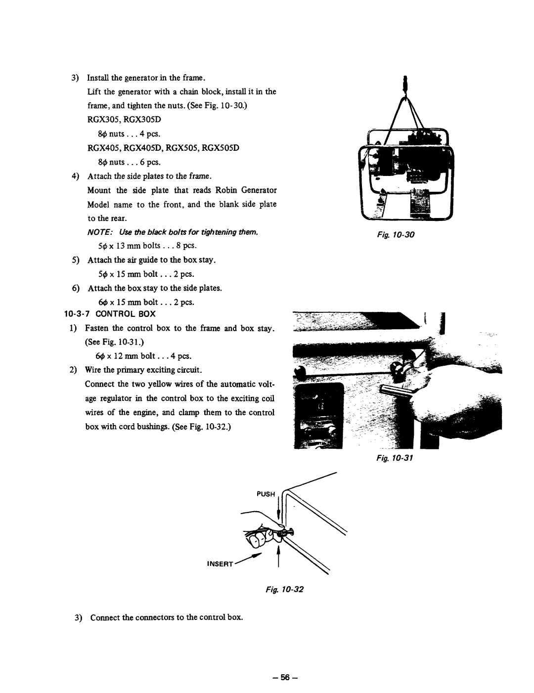 Subaru Robin Power Products RGX305, RGX305D, RGX405, RGX405D, RGX505, RGX505D manual Fig. lo-32, Fig. lo-30 