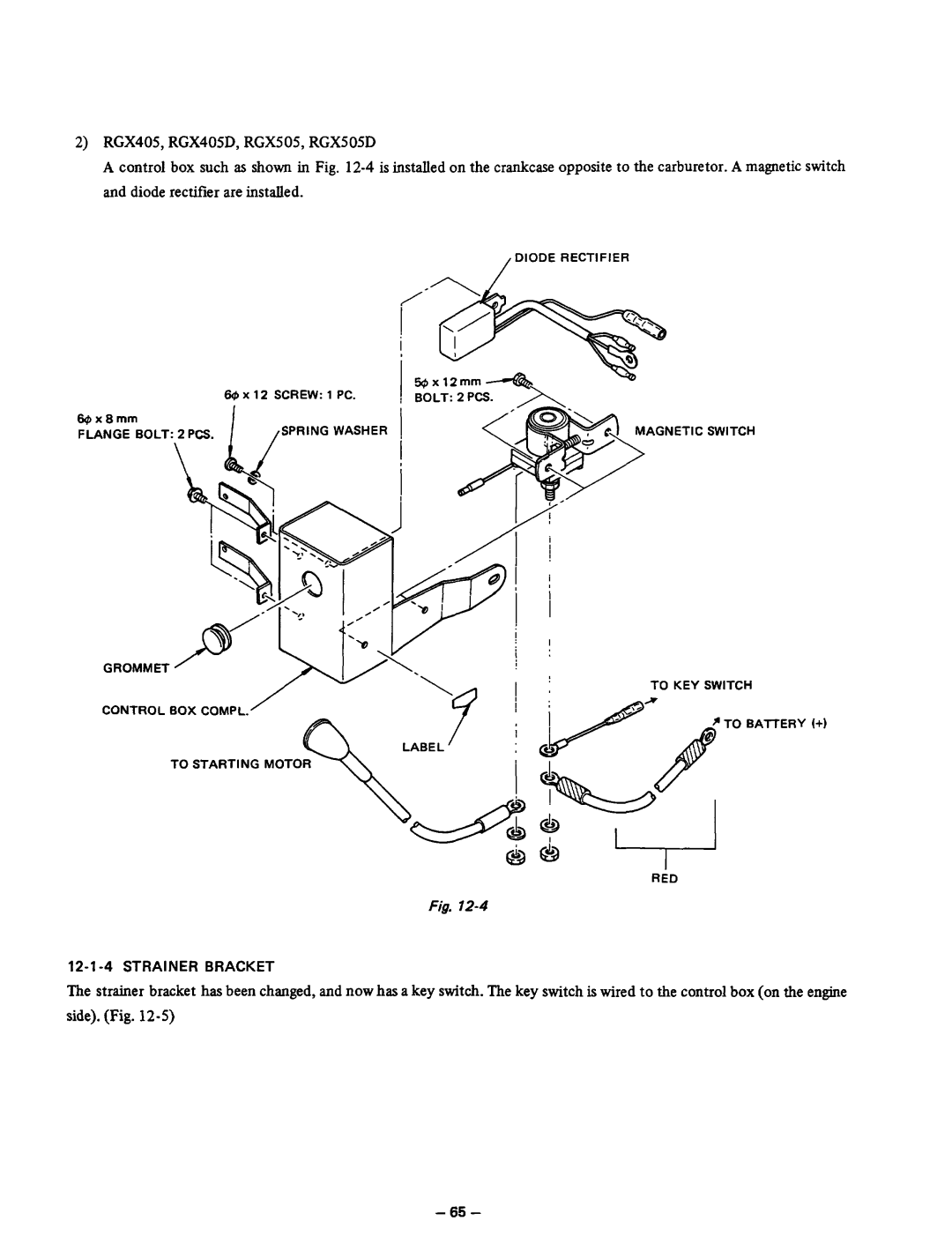 Subaru Robin Power Products RGX305, RGX305D, RGX405, RGX405D, RGX505, RGX505D manual 12-l -4 Strainer Bracket 