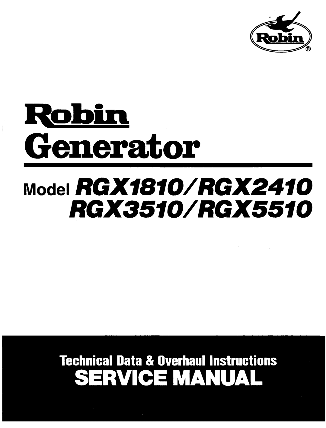 Subaru Robin Power Products manual Generator, RGX3510/RGX5510, Model RGXl810/RGX2410 