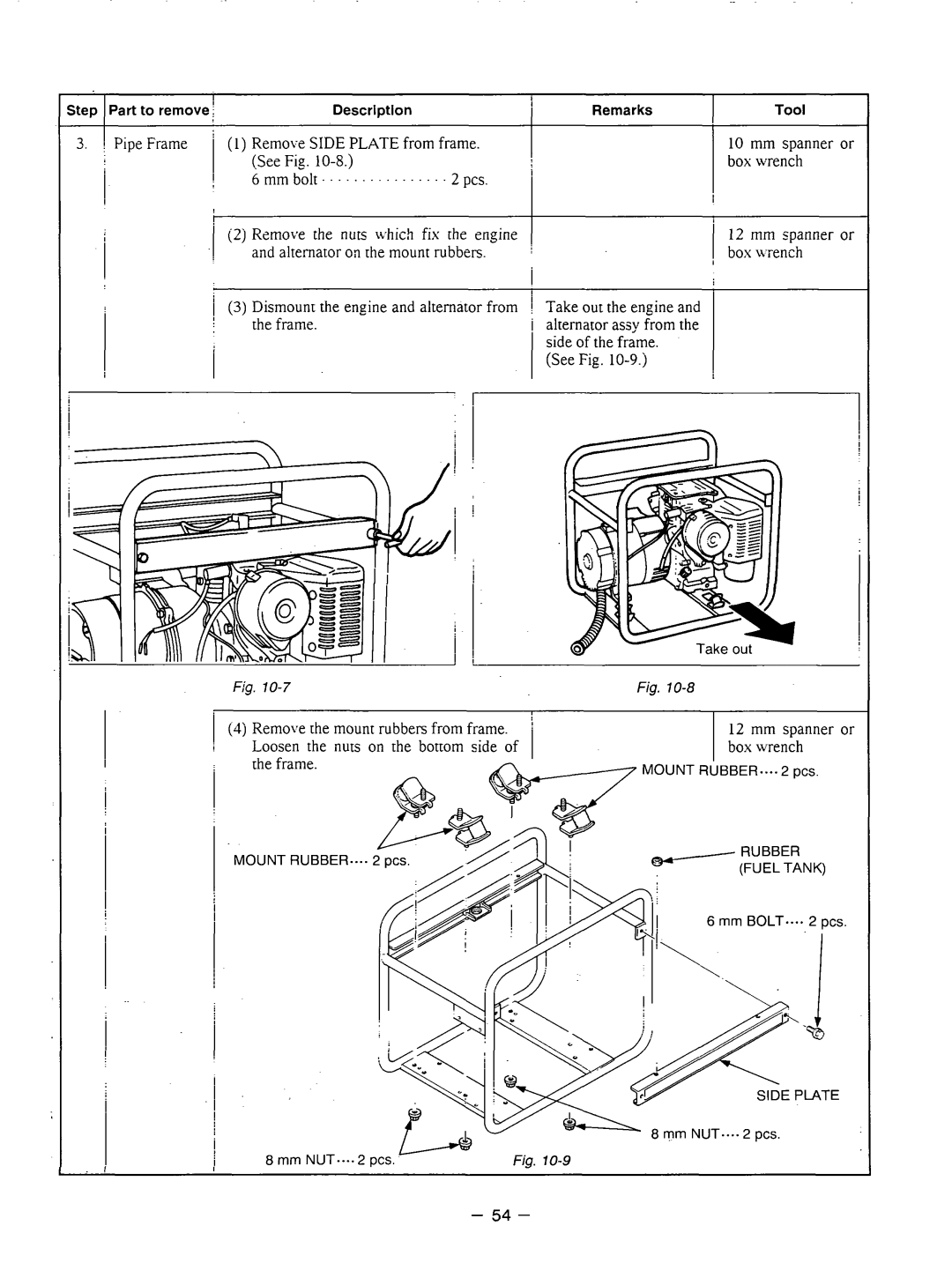 Subaru Robin Power Products RGX3510 manual I Pipe Frame 