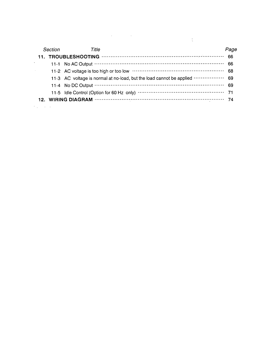 Subaru Robin Power Products RGX3510 manual No DCOutput Idle ControlOption for60 Hz only 