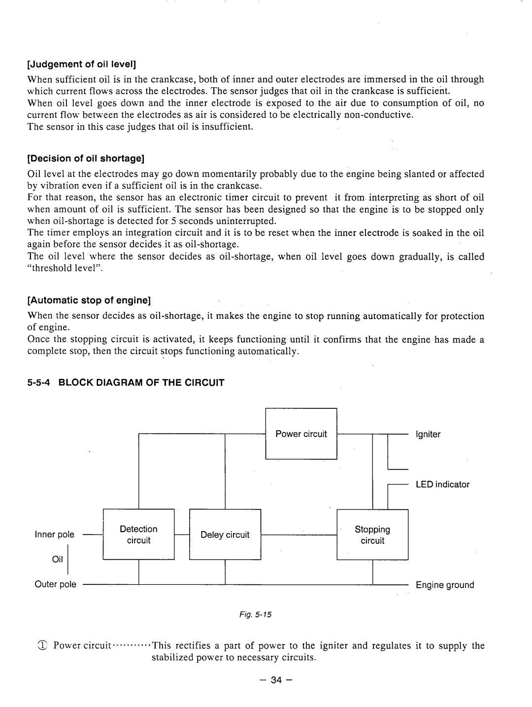 Subaru Robin Power Products RGX3510 manual Judgement of oil level, Decision of oil shortage, Automatic stopof engine 