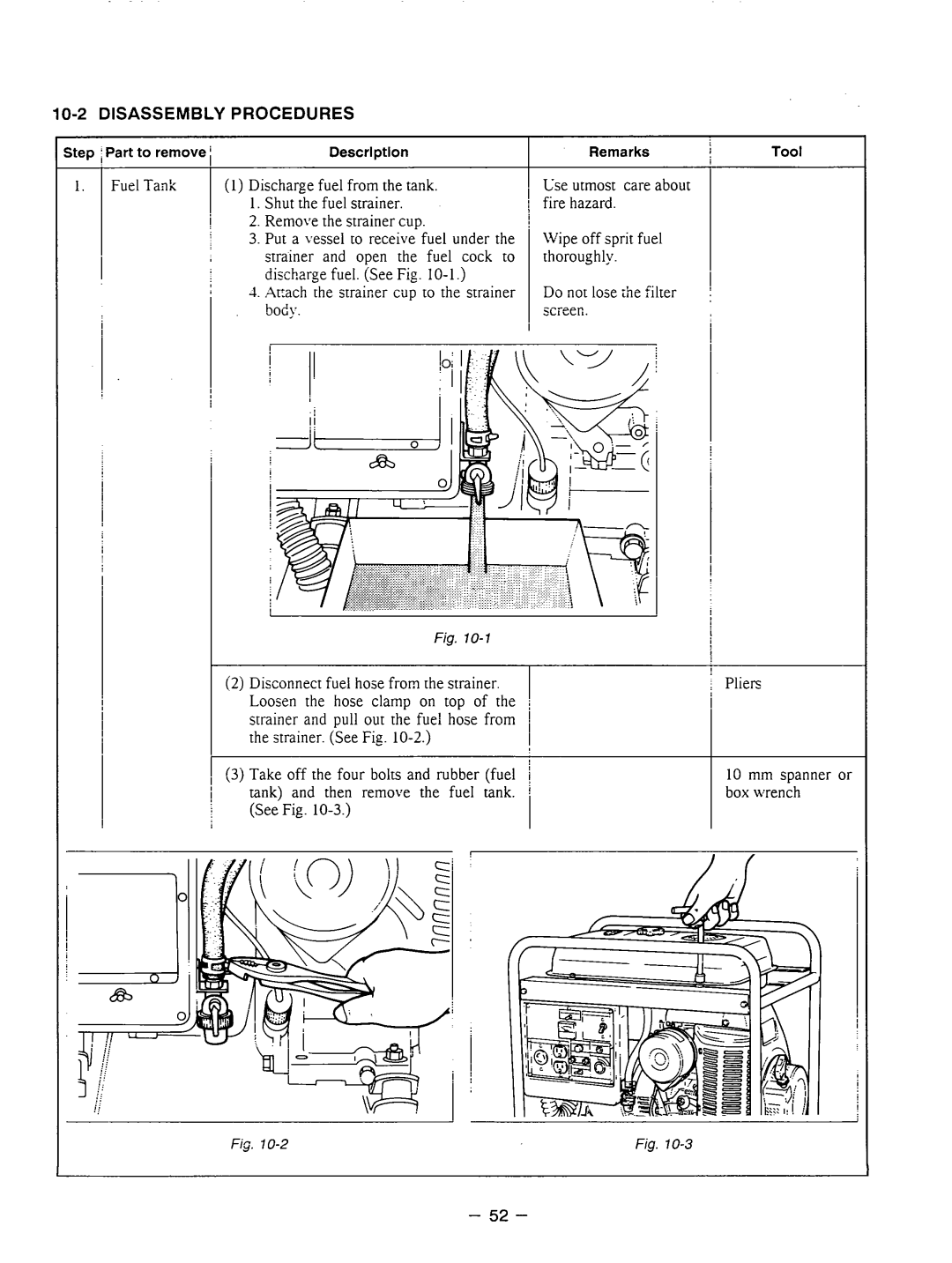 Subaru Robin Power Products RGX3510 manual 10-2DISASSEMBLY Procedures 