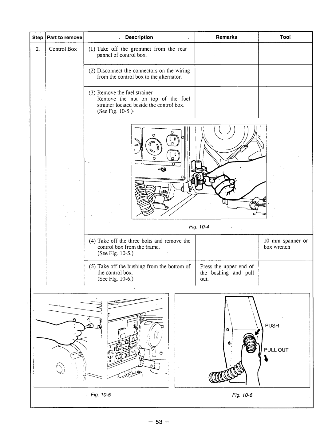 Subaru Robin Power Products RGX3510 manual Control box. See FIg Remove 