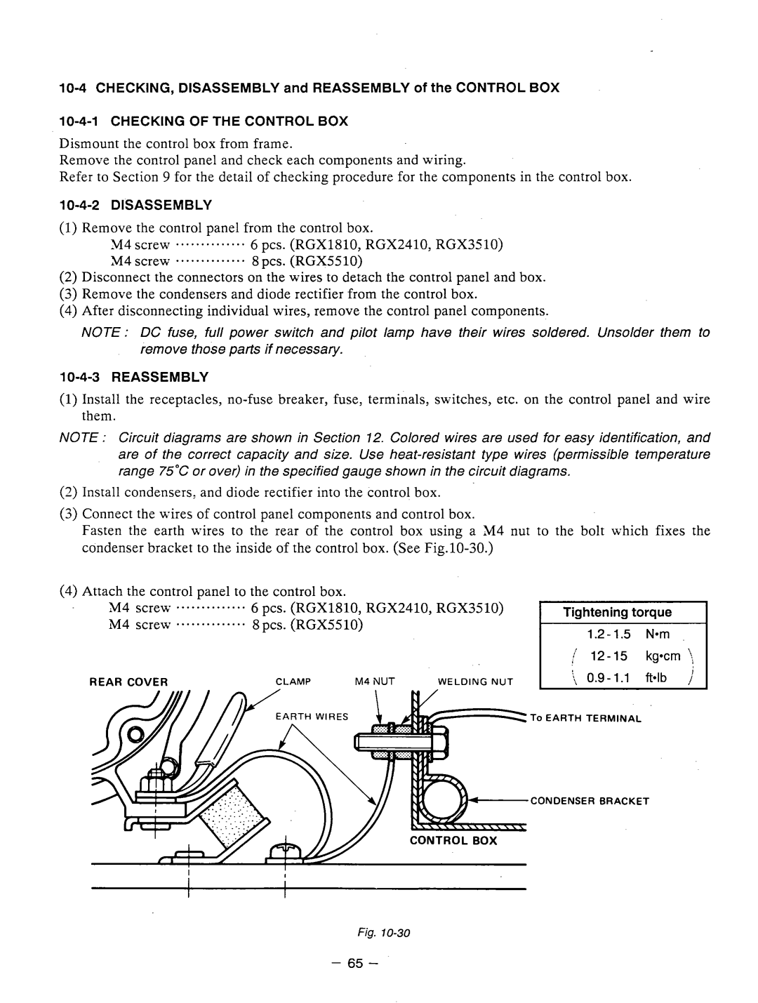 Subaru Robin Power Products RGX3510 CHECKING, Disassembly and Reassembly of the Control BOX, Checking of Thecontrolbox 