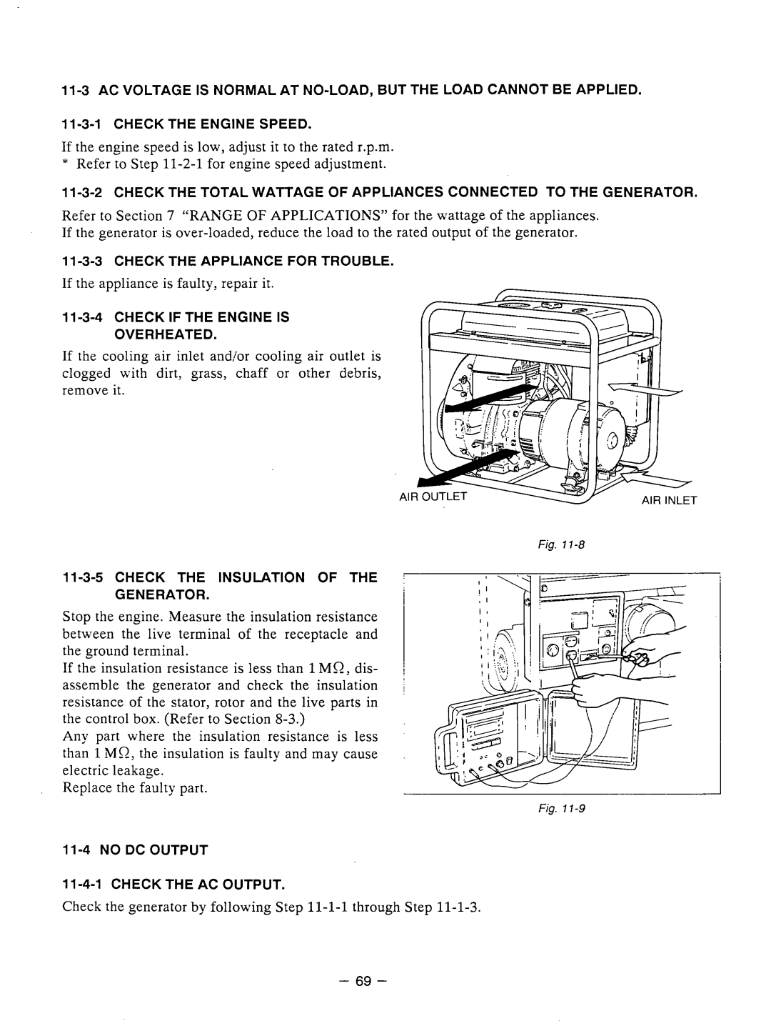 Subaru Robin Power Products RGX3510 manual Check the Appliance for Trouble, Check if the Engine is Overheated, Generator 