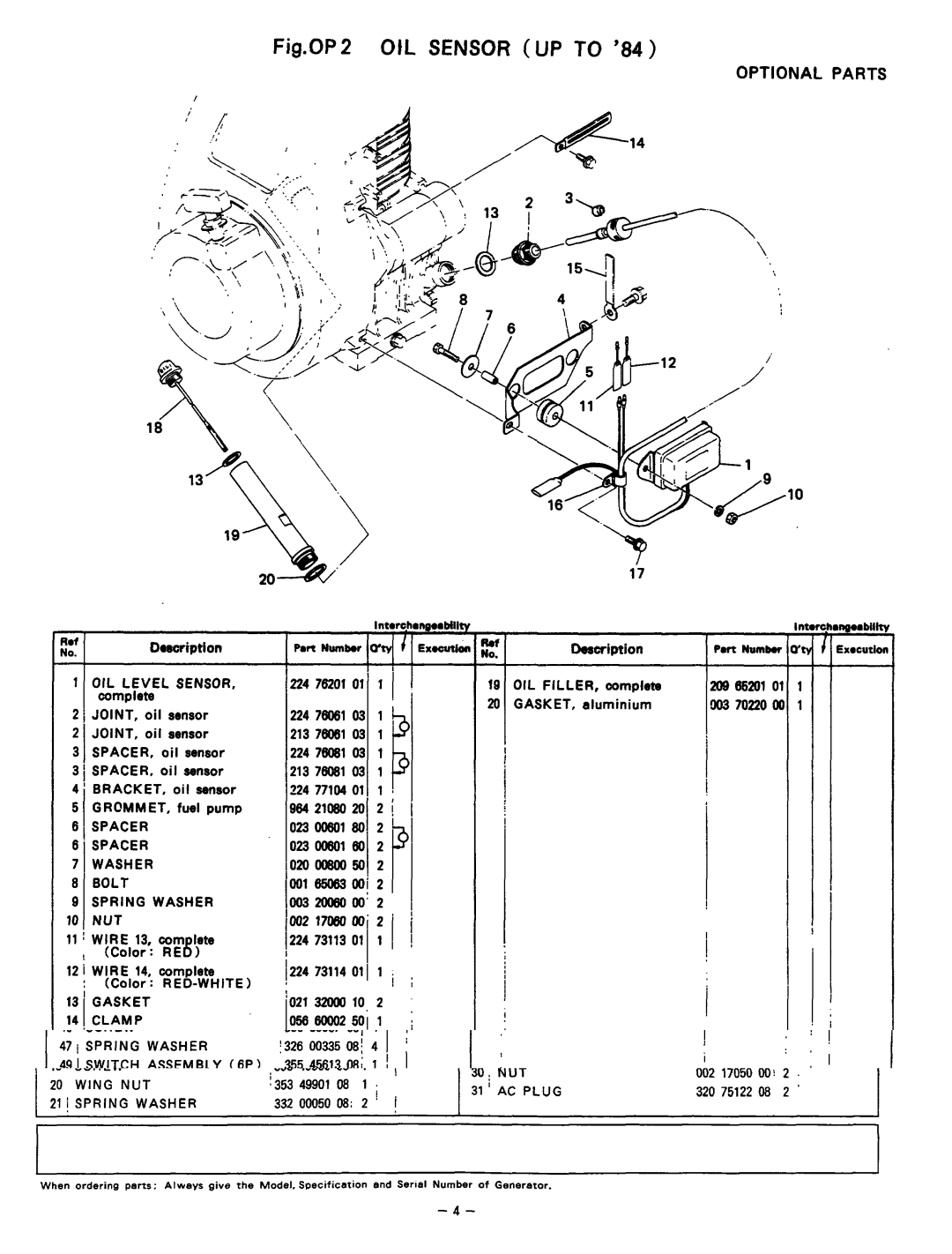 Subaru Robin Power Products 505D, RGX505 manual Spacer Washer Bolt Spring Washer, OIL Filler 