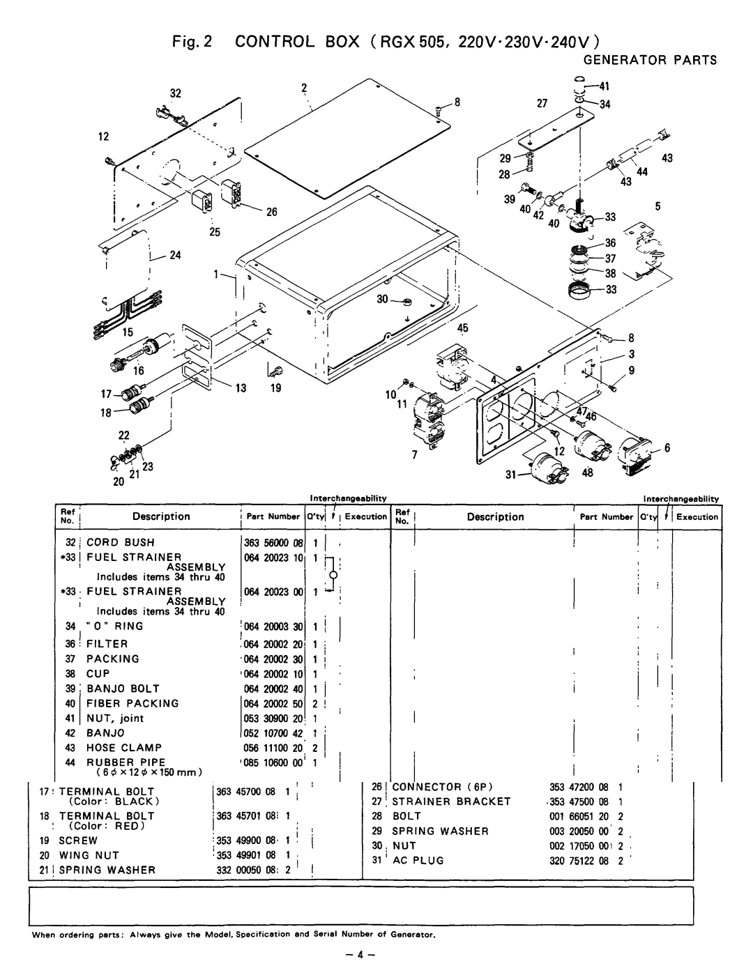 Subaru Robin Power Products 505D, RGX505 manual ~331 Fuel Strainer Assembly, 33’ Fuel Strainer, Banjo Hose Clamp 