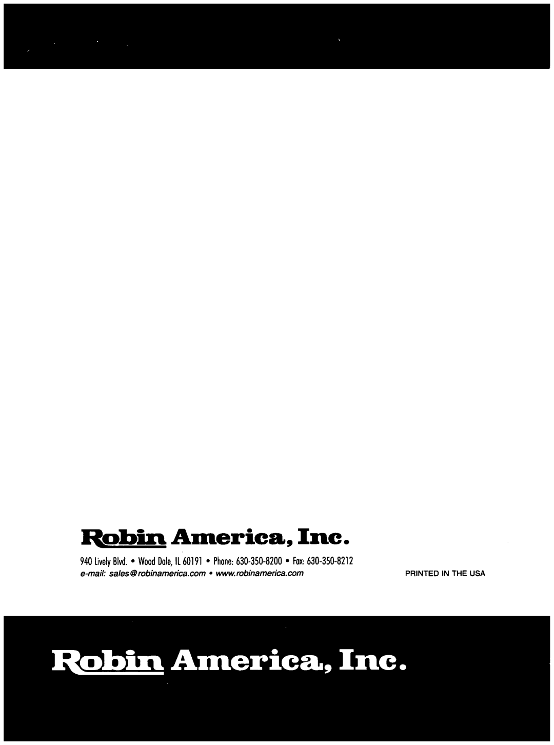 Subaru Robin Power Products RGXI 800, RGX5500, RGX3500, RGX2400 manual I\ America, Printed In The Usa 