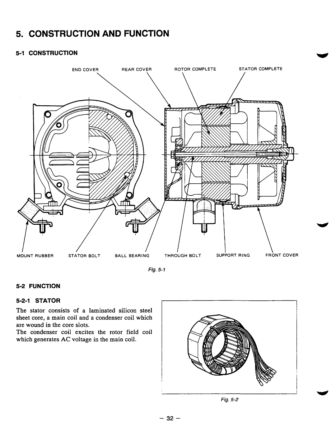 Subaru Robin Power Products RGX2400, RGX5500, RGX3500, RGXI 800 manual Constructionandfunction, Stator 