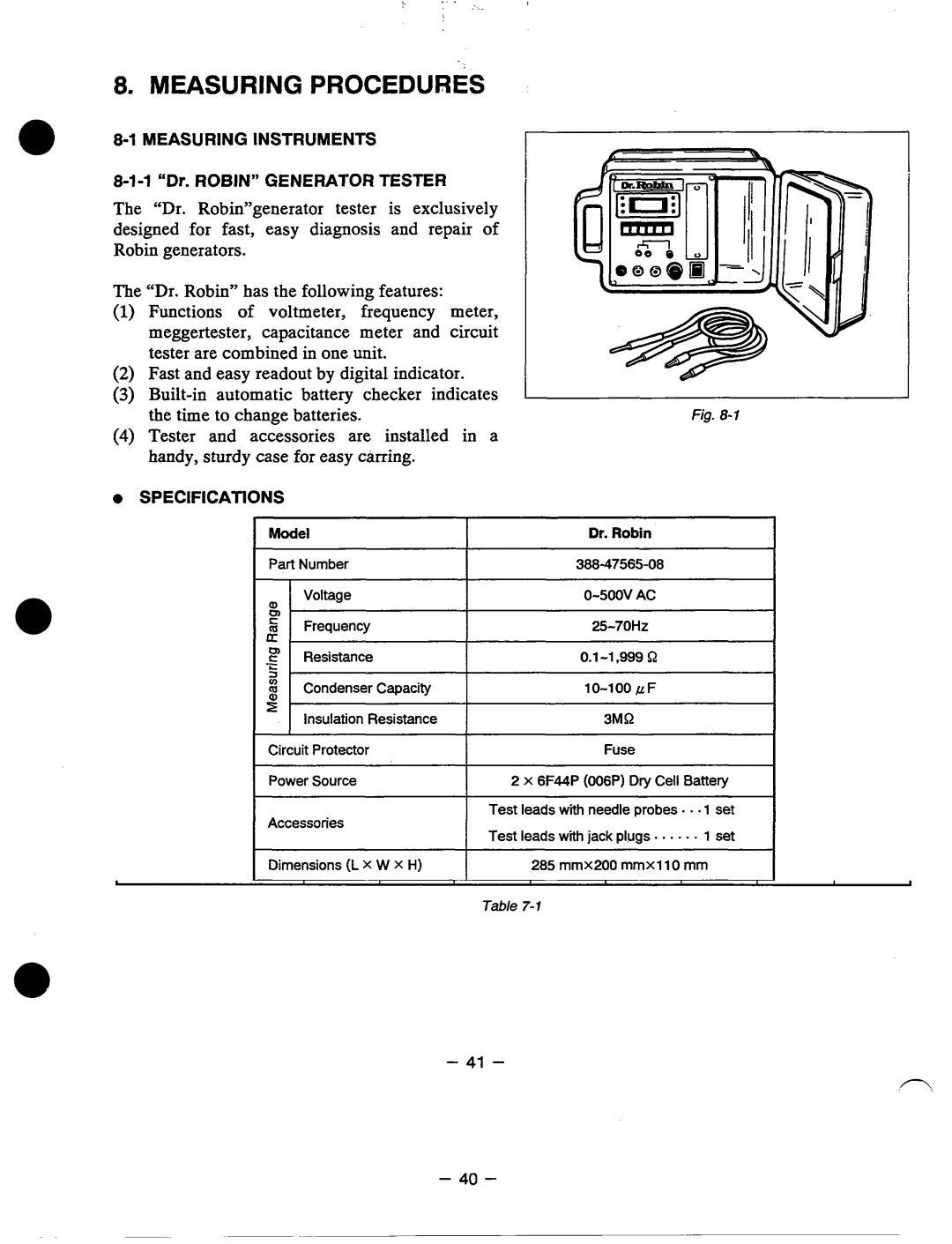 Subaru Robin Power Products RGXI 800, RGX5500, RGX3500, RGX2400 manual Measuring Procedures 