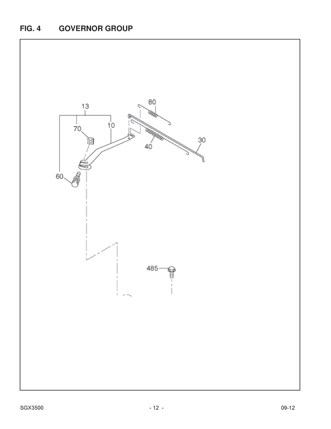 Subaru SGX3500 manual Governor Group 