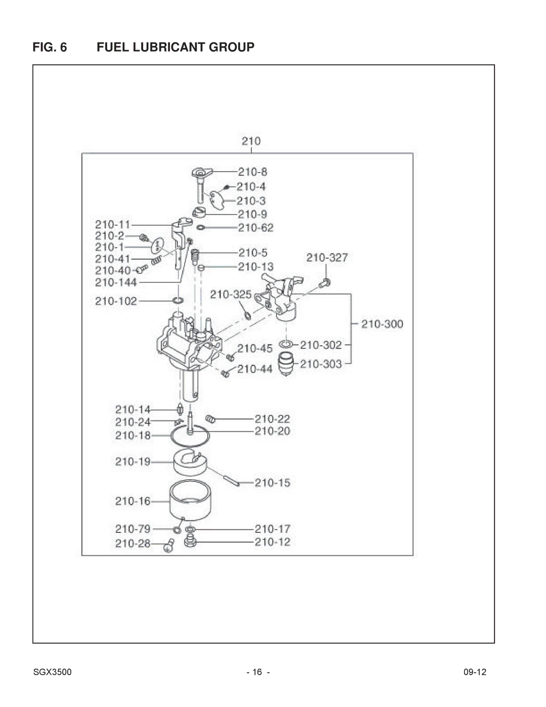 Subaru SGX3500 manual Fuel Lubricant Group 