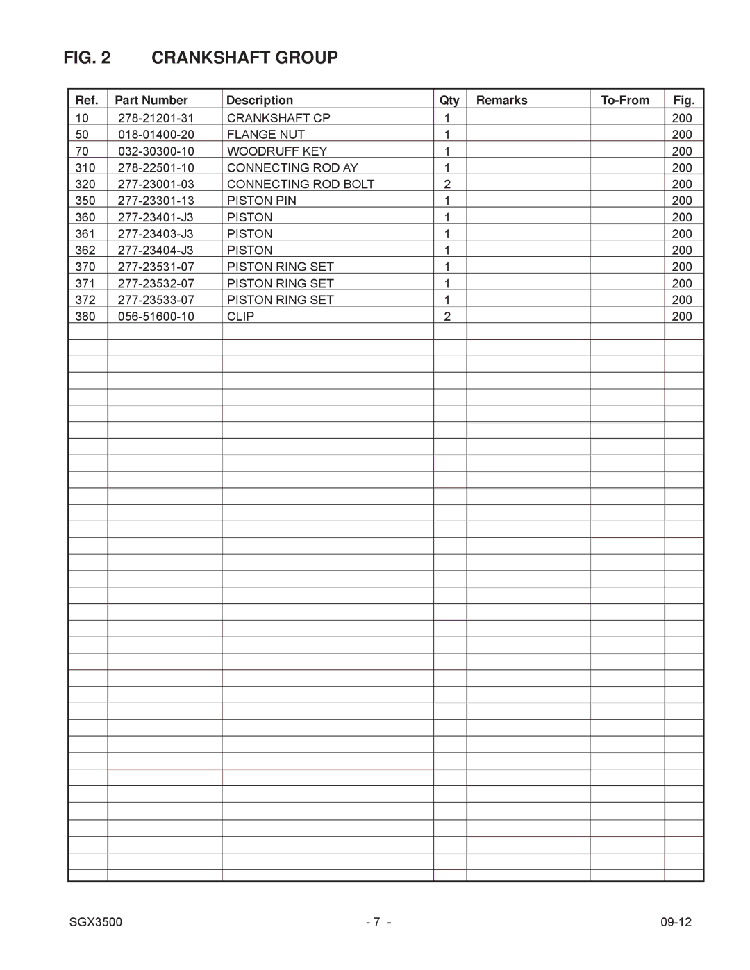 Subaru SGX3500 manual Crankshaft CP 