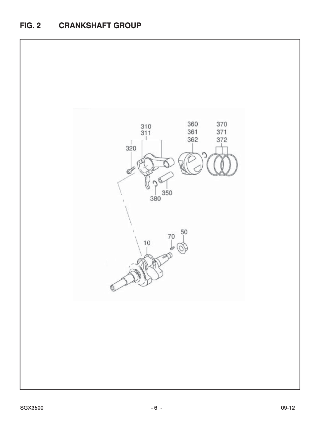 Subaru SGX3500 manual Crankshaft Group, 09-12 