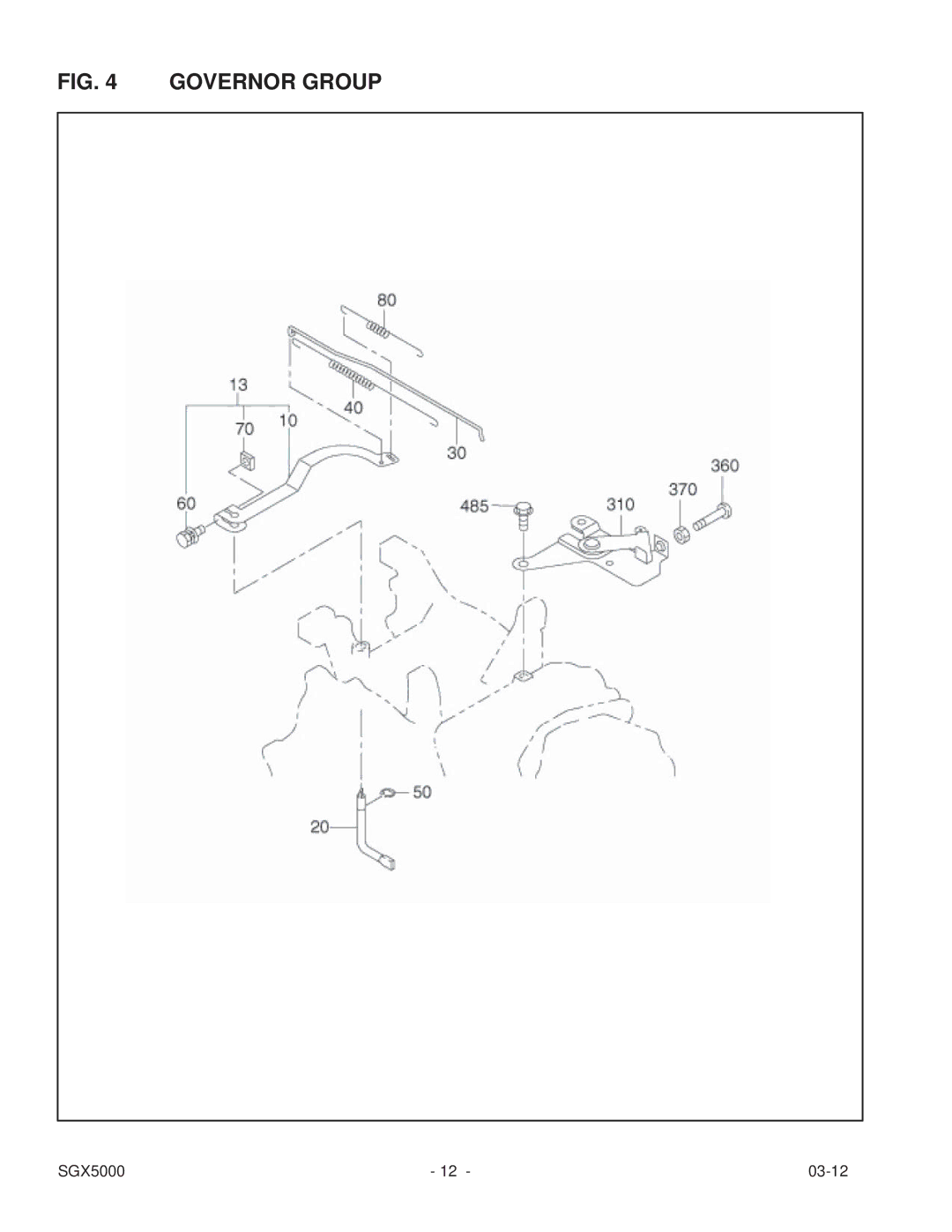 Subaru SGX5000 manual Governor Group 