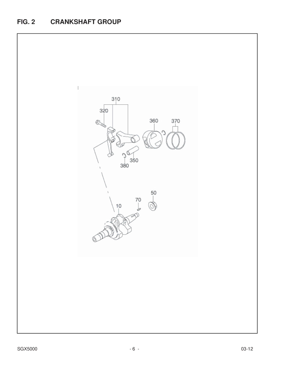 Subaru SGX5000 manual Crankshaft Group 