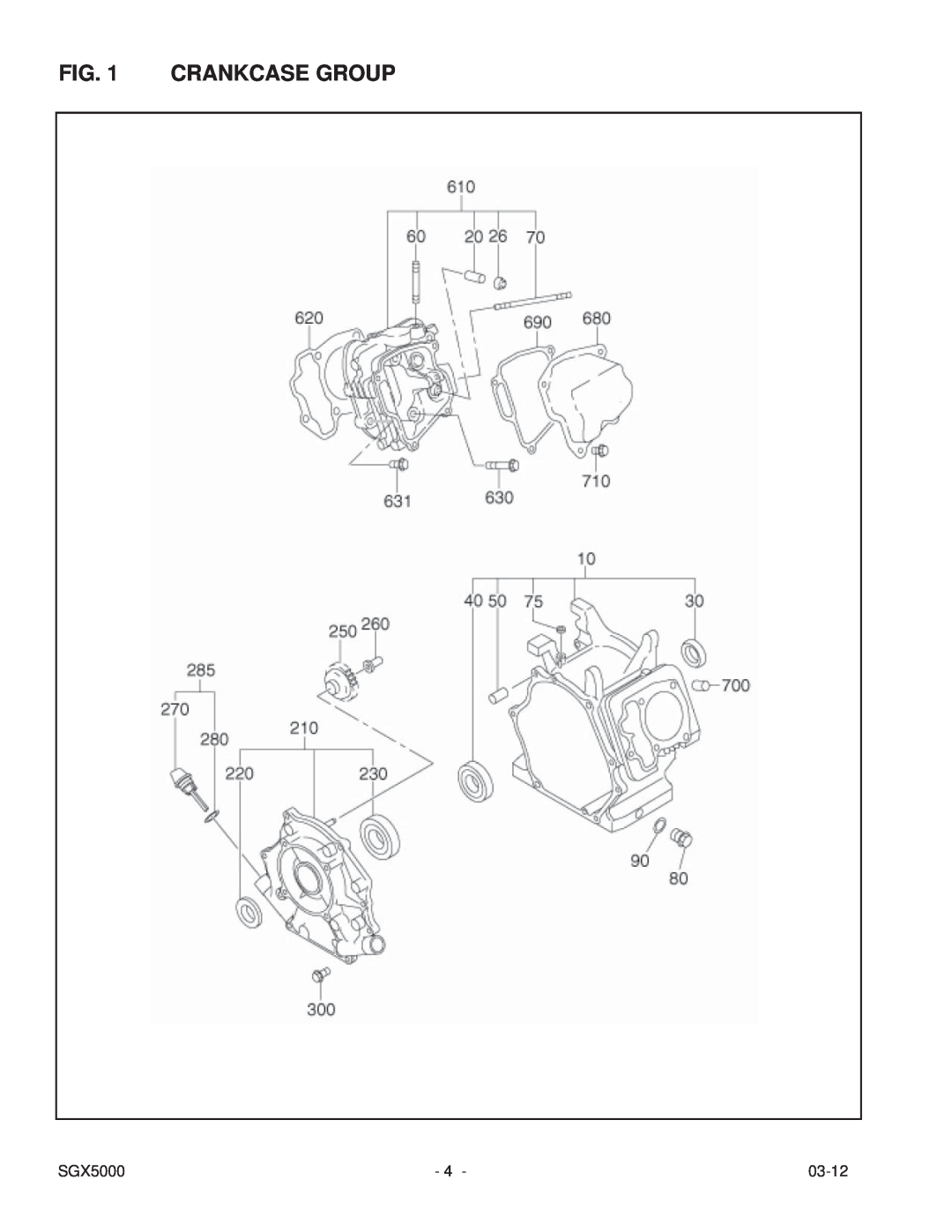 Subaru SGX5000 manual Crankcase Group, 03-12 