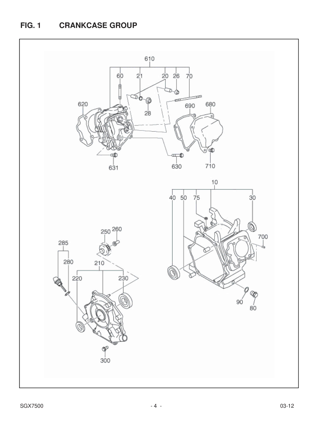 Subaru SGX7500 manual Crankcase Group 