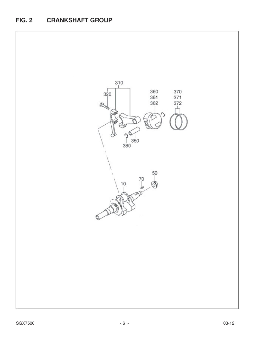 Subaru SGX7500 manual Crankshaft Group 