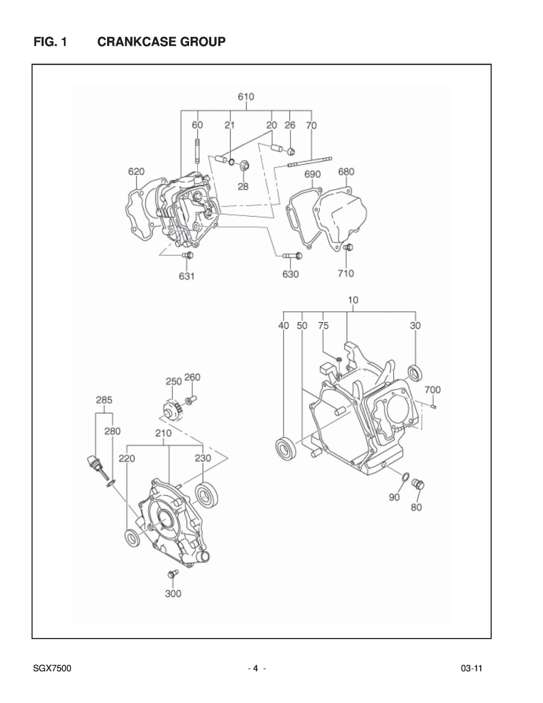 Subaru SGX7500 manual Crankcase Group, 03-11 
