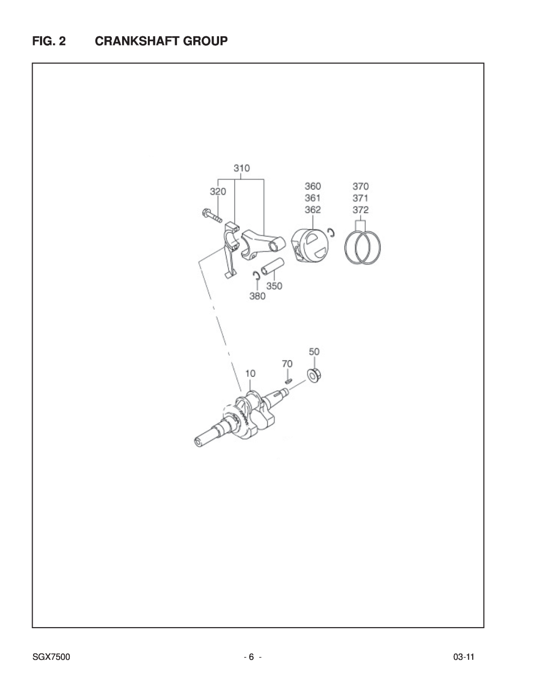 Subaru SGX7500 manual Crankshaft Group, 03-11 