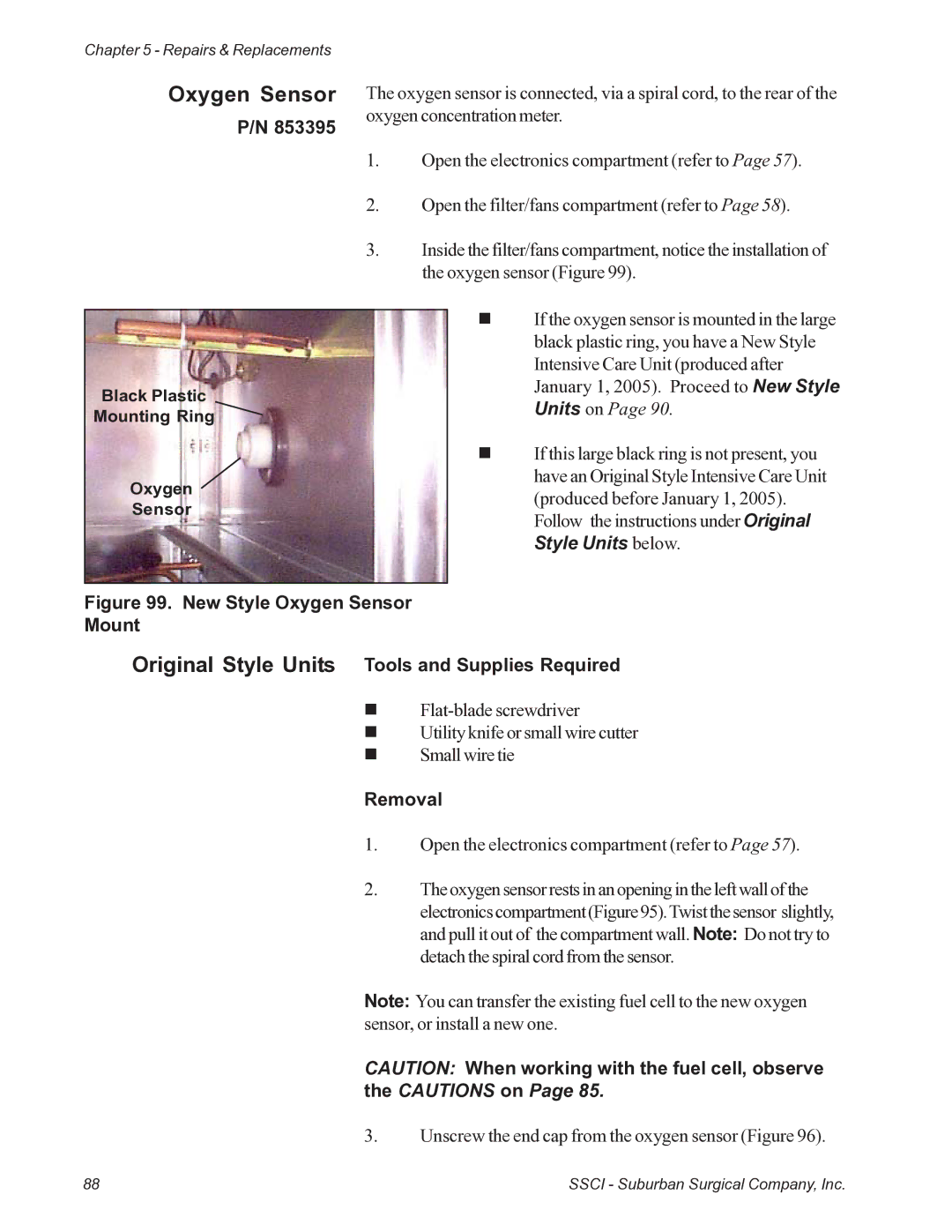 Suburban Mfg 12019-01-NGFREP manual Oxygen Sensor, Original Style Units Tools and Supplies Required 