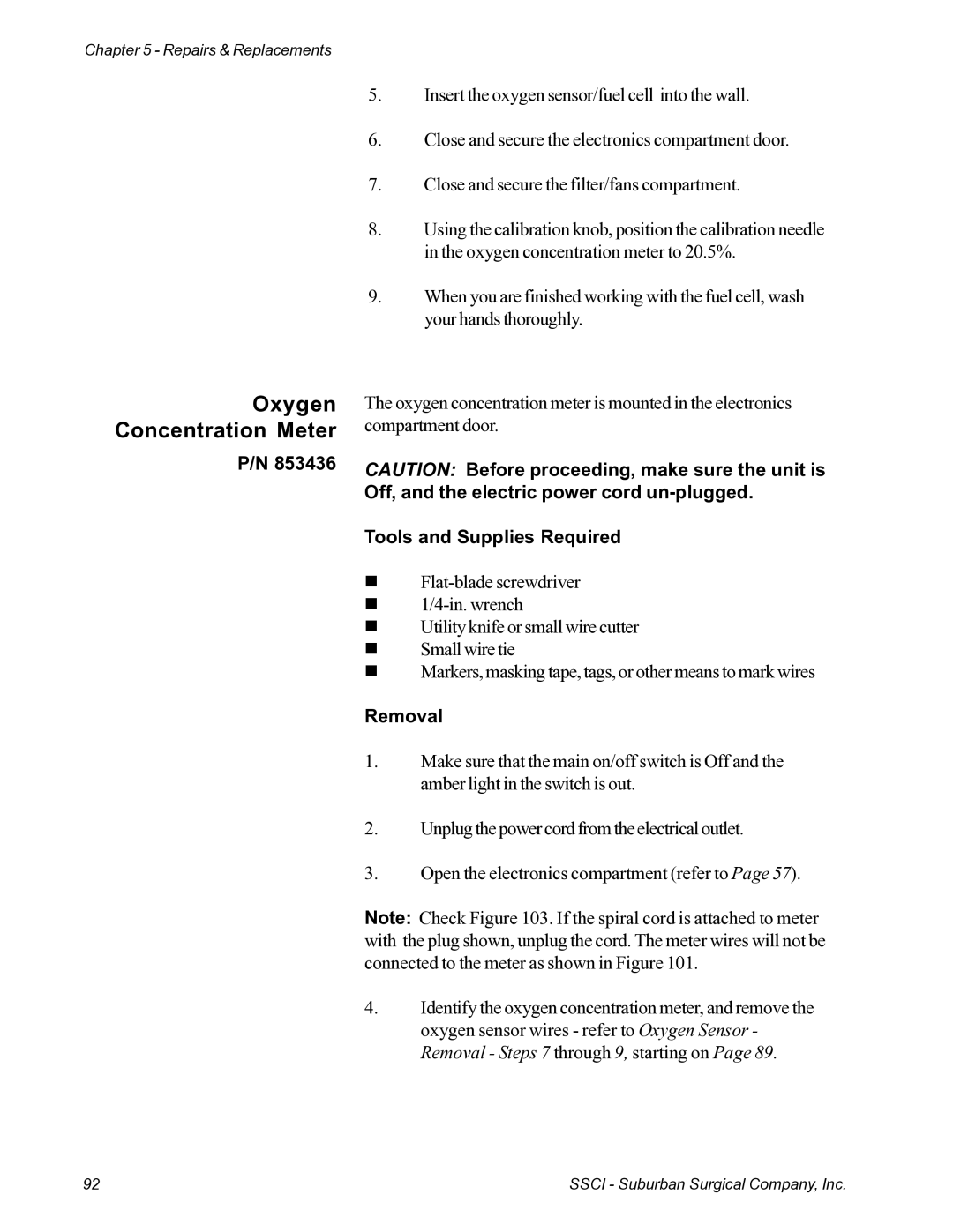 Suburban Mfg 12019-01-NGFREP manual Oxygen Concentration Meter 