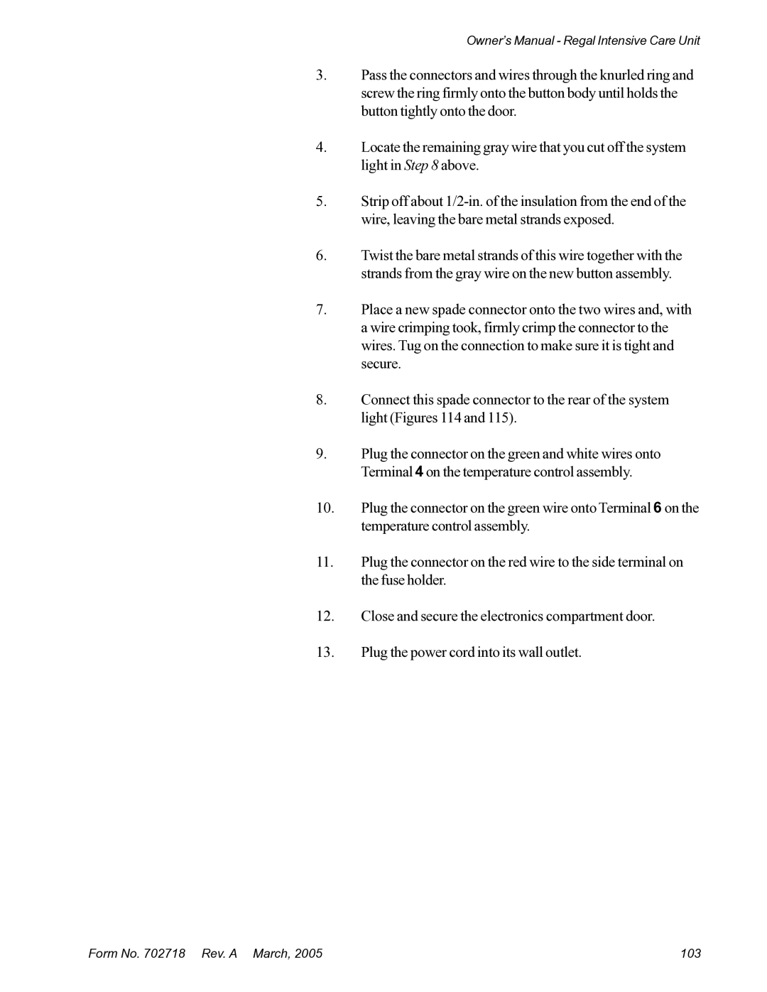 Suburban Mfg 12019-01-NGFREP manual Form No Rev. a March 103 