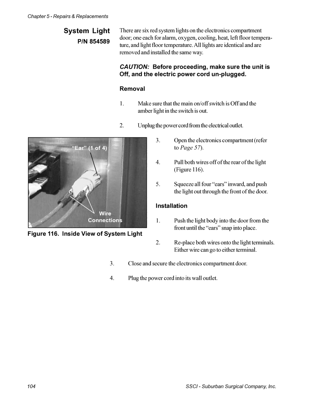 Suburban Mfg 12019-01-NGFREP manual Inside View of System Light 