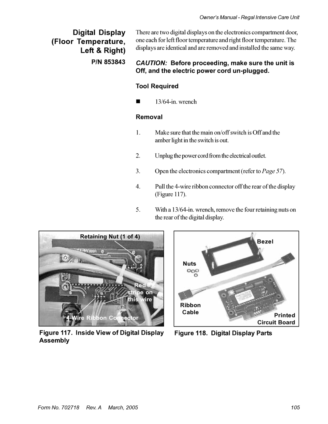 Suburban Mfg 12019-01-NGFREP manual Digital Display Floor Temperature Left & Right, Tool Required 