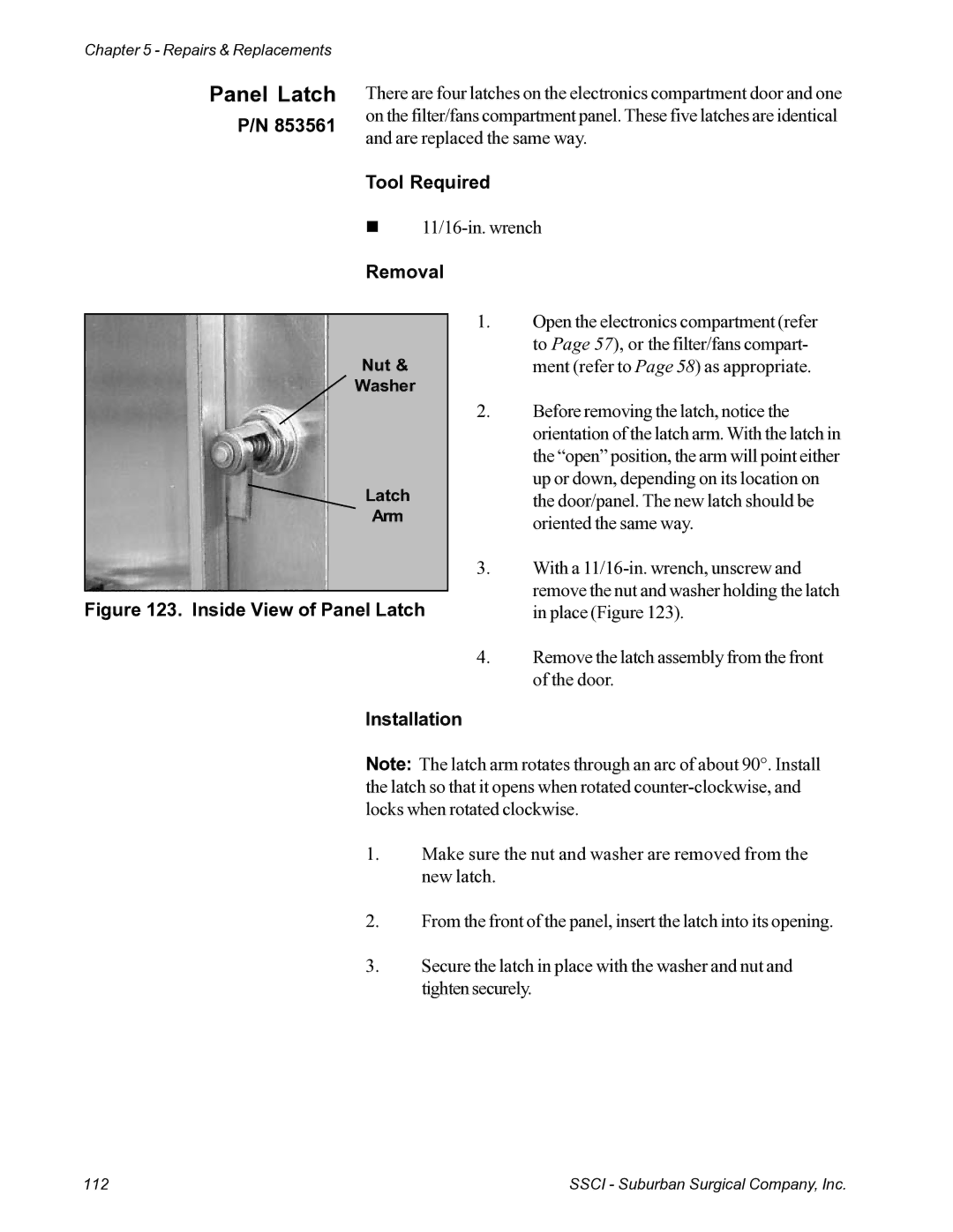 Suburban Mfg 12019-01-NGFREP manual Inside View of Panel Latch 