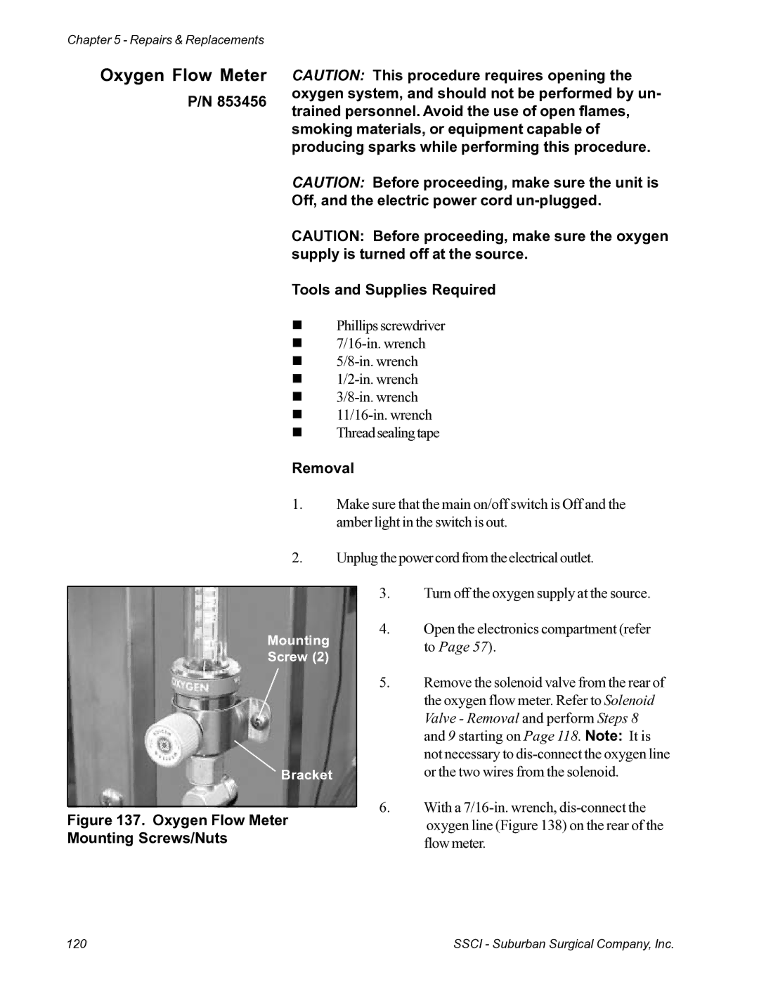 Suburban Mfg 12019-01-NGFREP manual Oxygen Flow Meter Mounting Screws/Nuts 