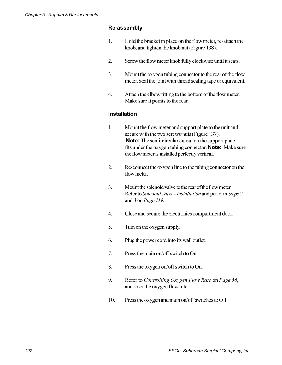 Suburban Mfg 12019-01-NGFREP manual Re-assembly, Installation 