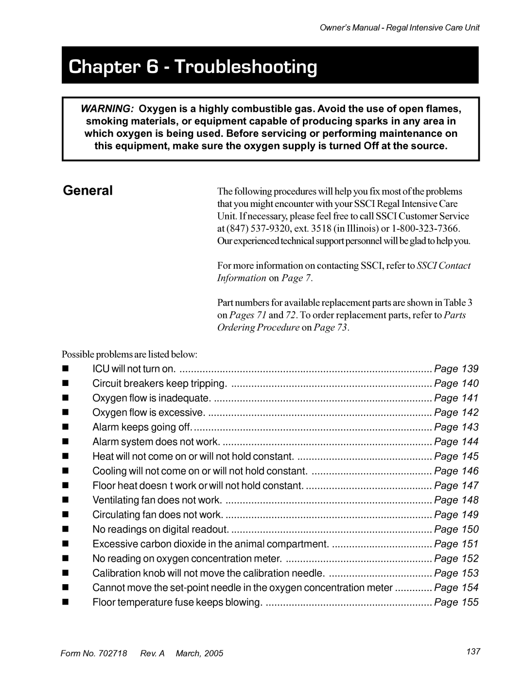 Suburban Mfg 12019-01-NGFREP manual Troubleshooting, General 