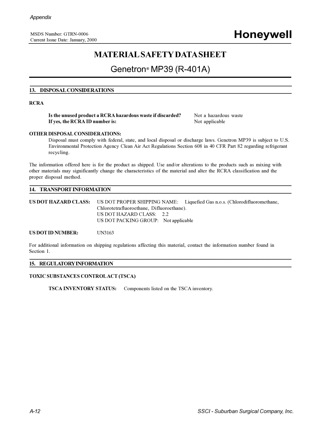 Suburban Mfg 12019-01-NGFREP manual Disposalconsiderations Rcra 