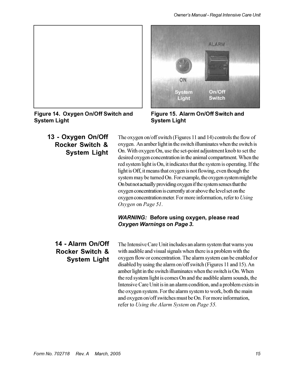 Suburban Mfg 12019-01-NGFREP Oxygen On/Off Rocker Switch System Light Alarm On/Off, Oxygen On/Off Switch and System Light 