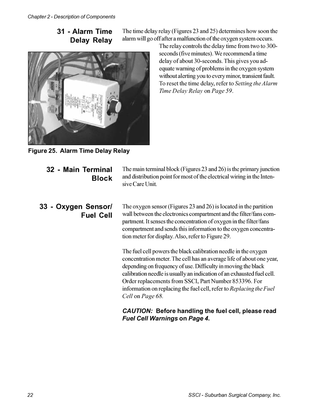 Suburban Mfg 12019-01-NGFREP manual Alarm Time Delay Relay, Main Terminal Block Oxygen Sensor/ Fuel Cell 