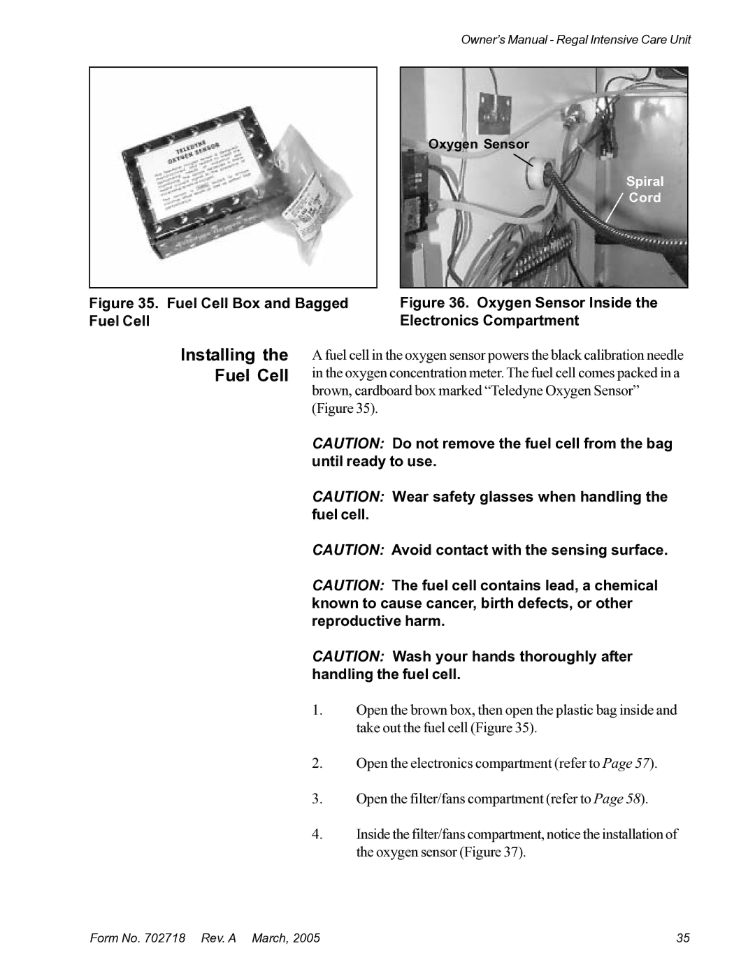 Suburban Mfg 12019-01-NGFREP manual Installing the Fuel Cell, Fuel Cell Electronics Compartment 