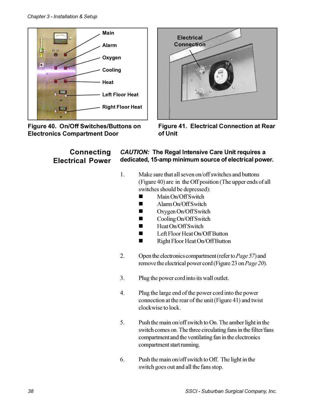 Suburban Mfg 12019-01-NGFREP manual Connecting Electrical Power, Electronics Compartment Door Unit 