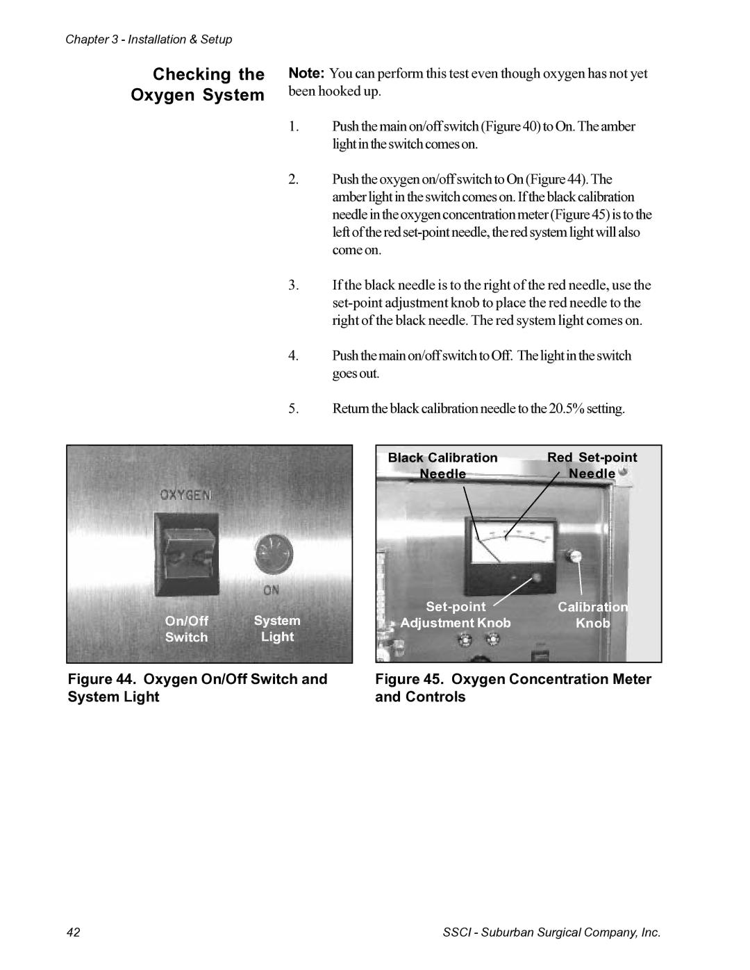 Suburban Mfg 12019-01-NGFREP manual Checking Oxygen System, Oxygen Concentration Meter and Controls 