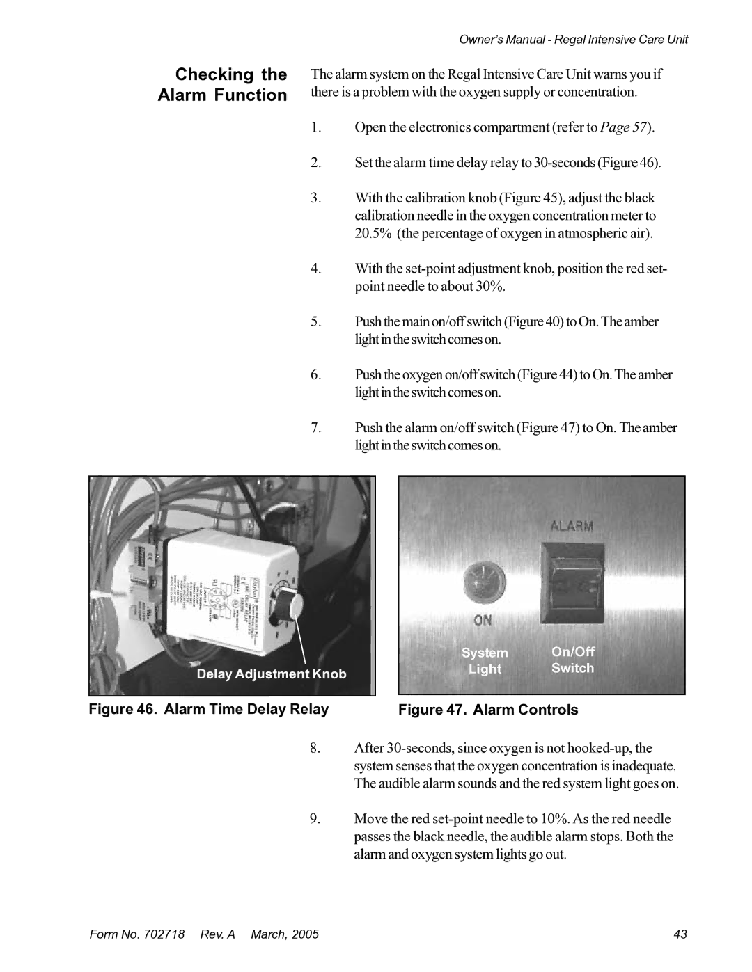 Suburban Mfg 12019-01-NGFREP manual Checking the Alarm Function, Alarm Controls 