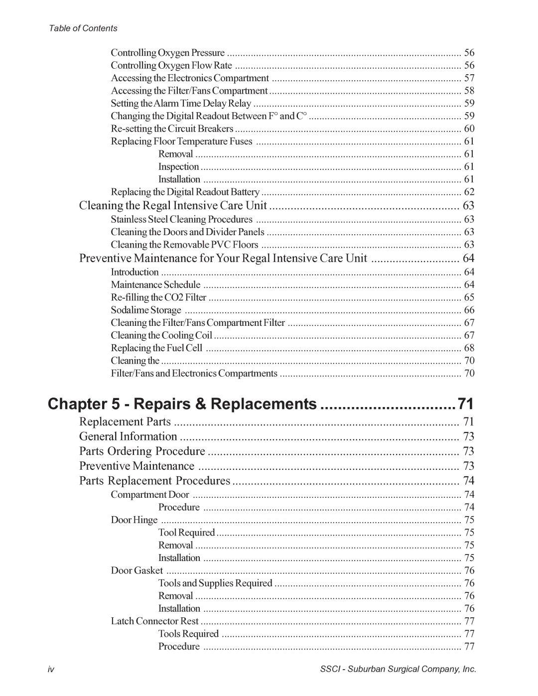 Suburban Mfg 12019-01-NGFREP manual Repairs & Replacements 