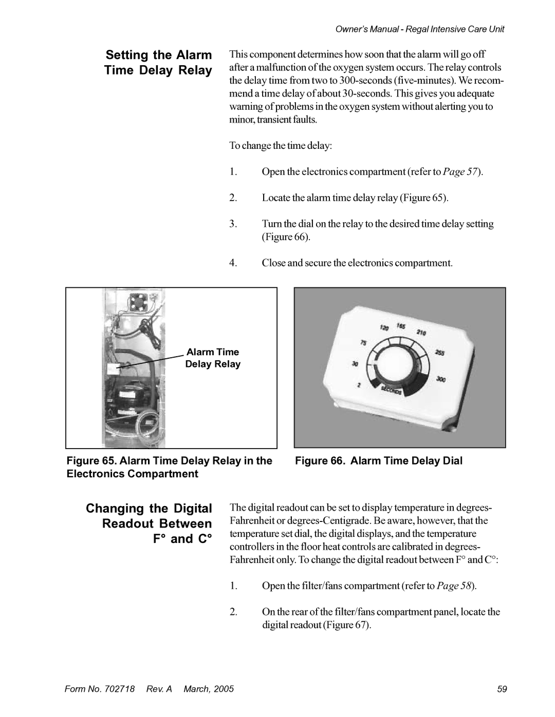 Suburban Mfg 12019-01-NGFREP manual Setting the Alarm Time Delay Relay, Changing the Digital Readout Between 