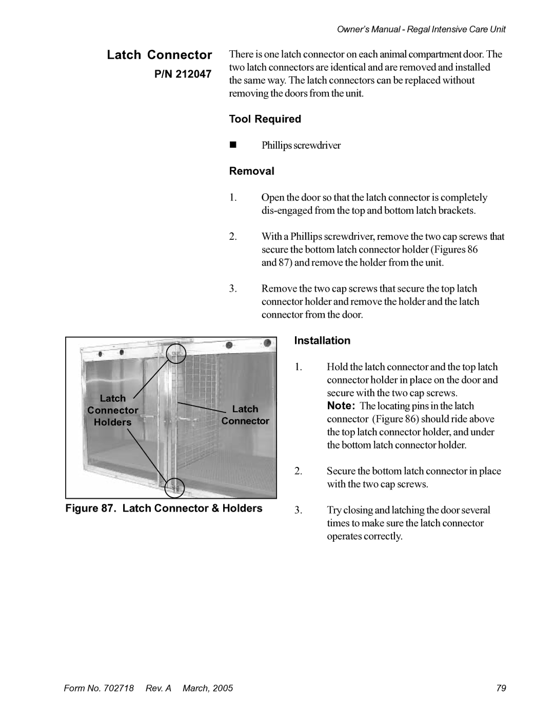 Suburban Mfg 12019-01-NGFREP manual Latch Connector & Holders Installation 