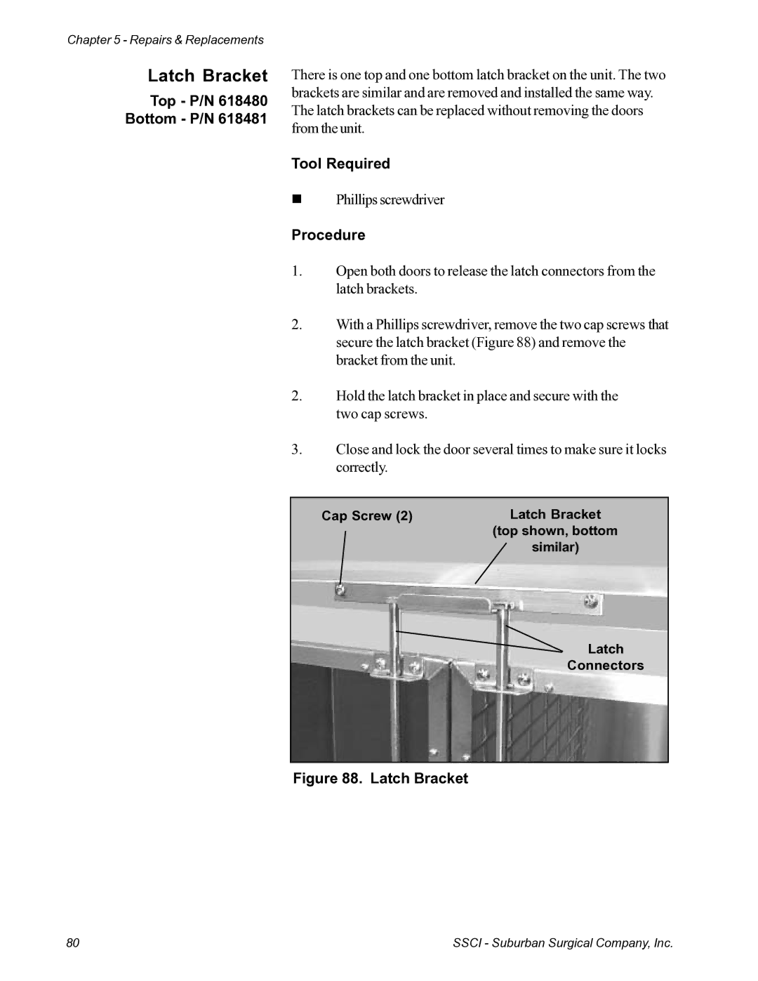 Suburban Mfg 12019-01-NGFREP manual Latch Bracket, Top P/N Bottom P/N 