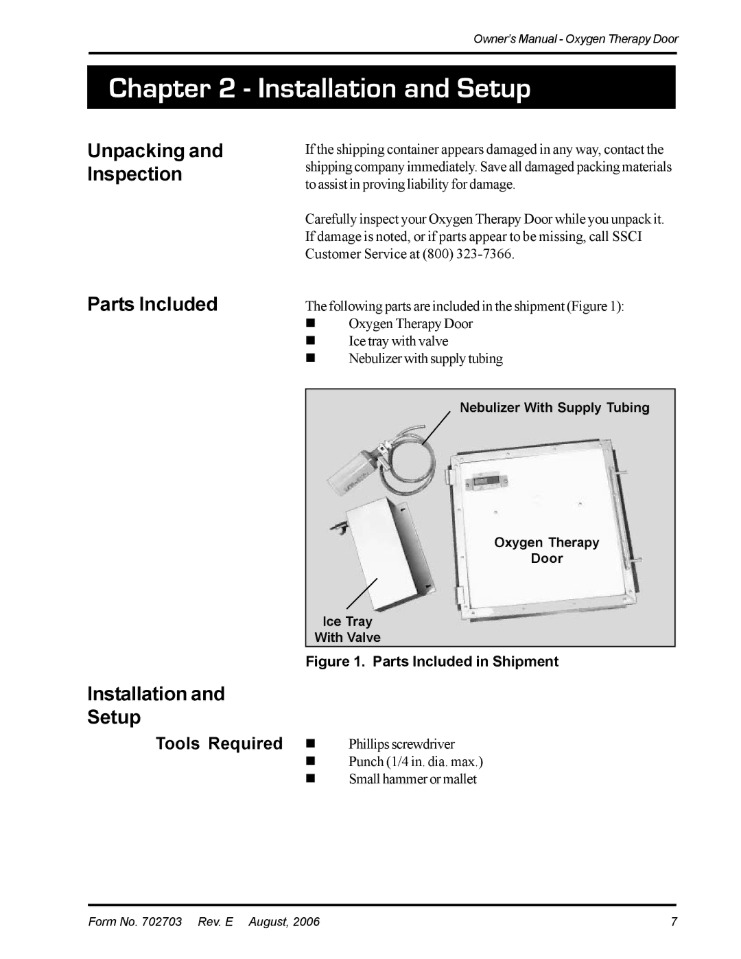 Suburban Mfg 12155-00-EPEPAA manual Installation and Setup, Unpacking Inspection Parts Included Installation Setup 