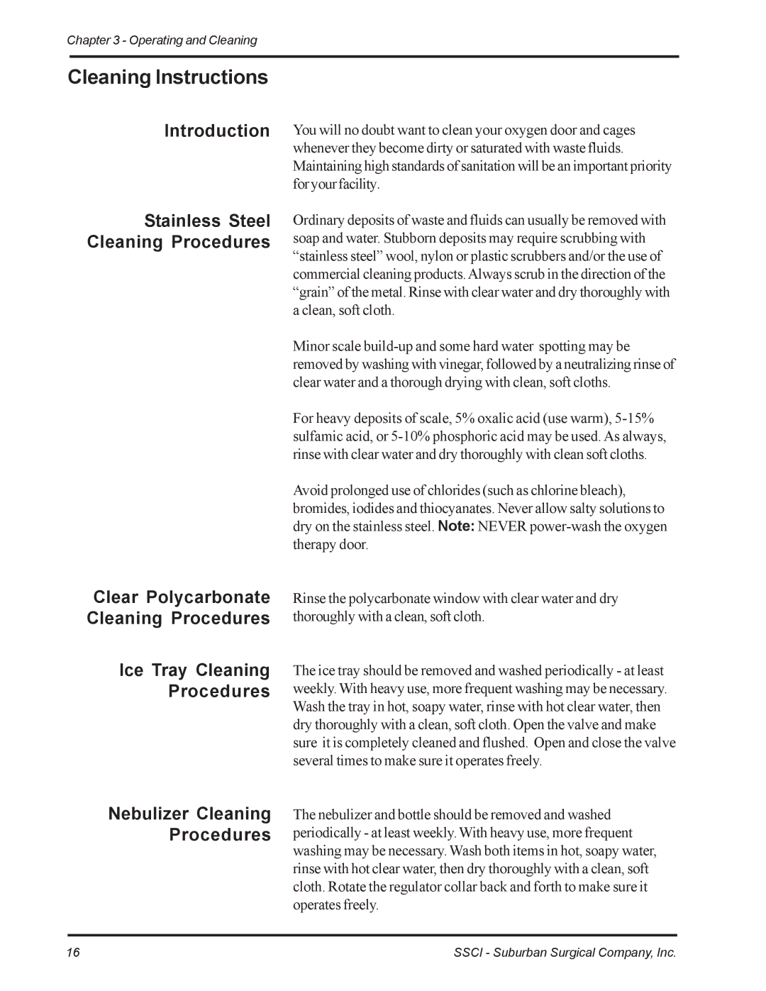 Suburban Mfg 12155-00-EPDRAA, 12155-00-FNHJAA manual Cleaning Instructions, Introduction, Nebulizer Cleaning Procedures 