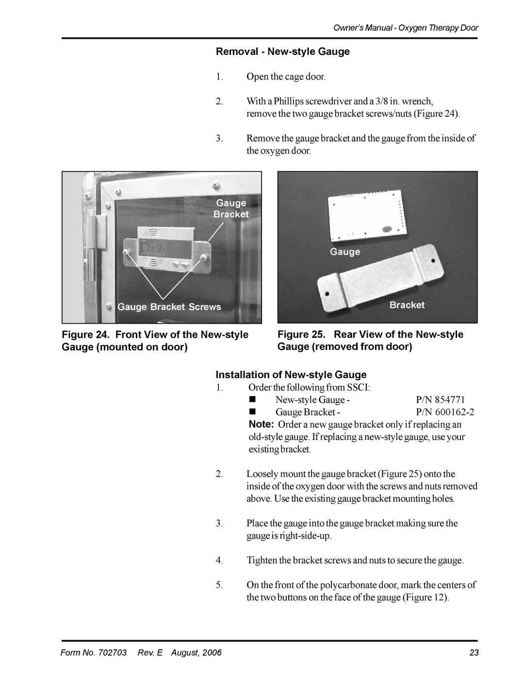 Suburban Mfg 12155-00-EPEPAA, 12155-00-FNHJAA Removal New-style Gauge, Front View of the New-style Gauge mounted on door 