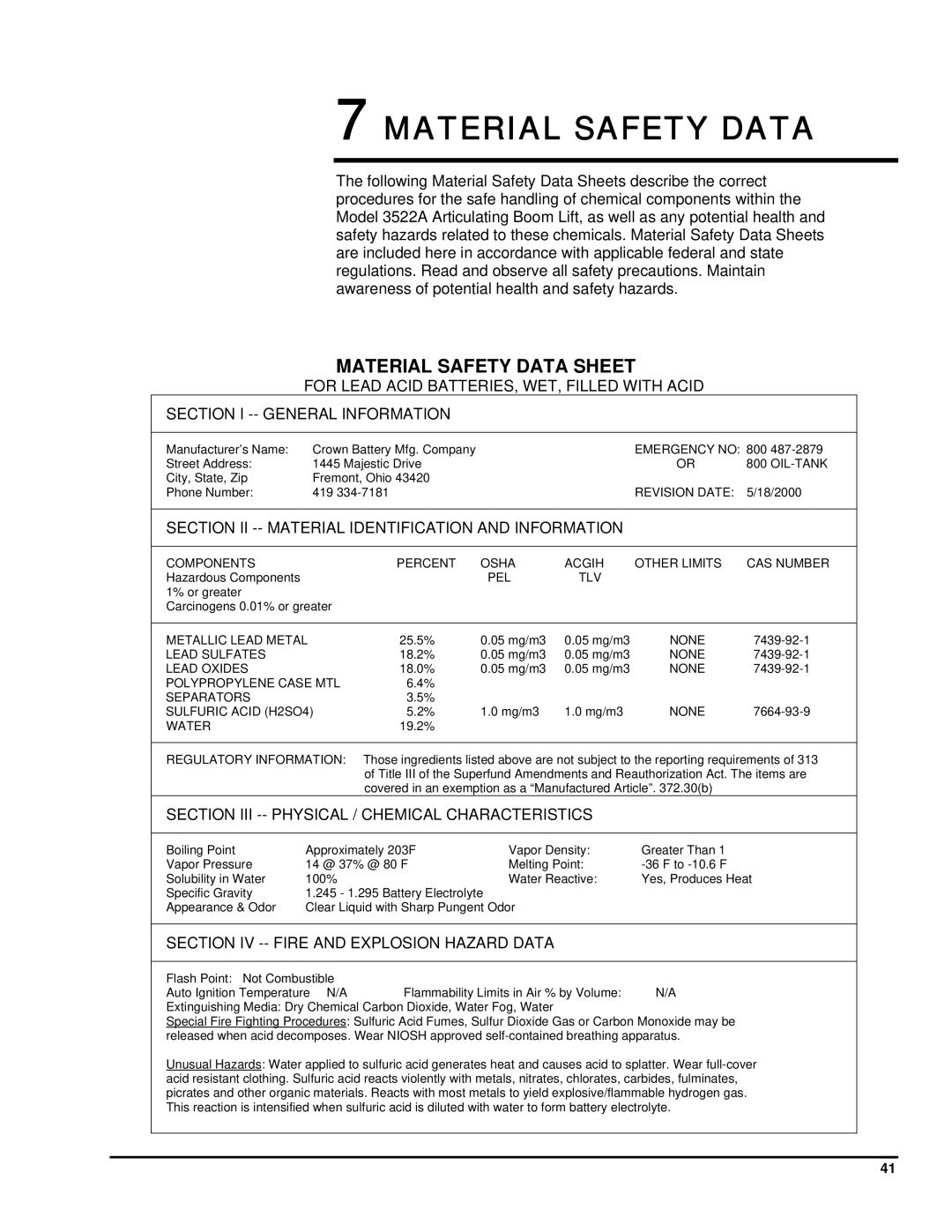 Summit 3522a manual Material Safety Data Sheet 